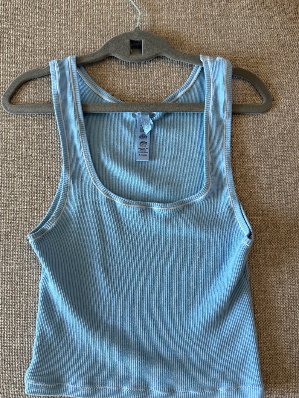 SKIMS Light Blue Ribbed Scoop Tank